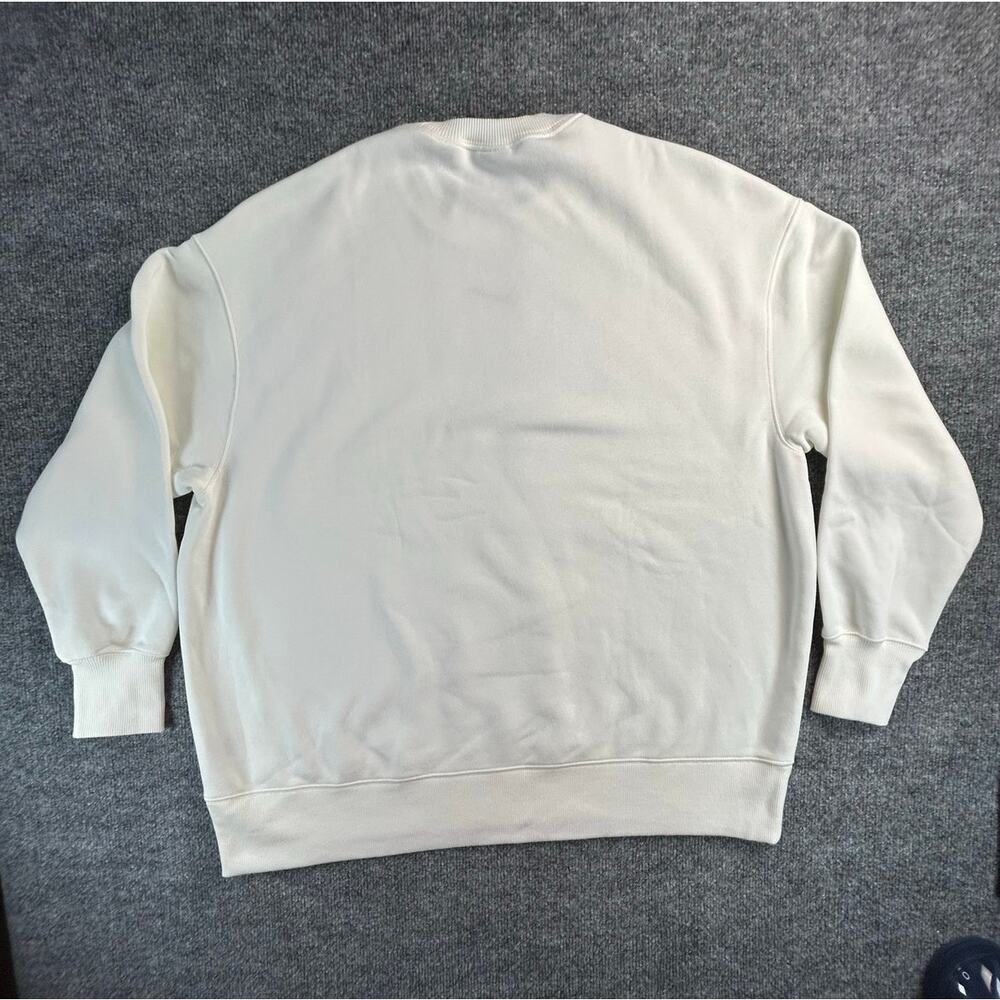 Nike Sportswear Club Fleece Crewneck Sweatshirt White Black Swoosh Men's Large - Picture 2 of 6